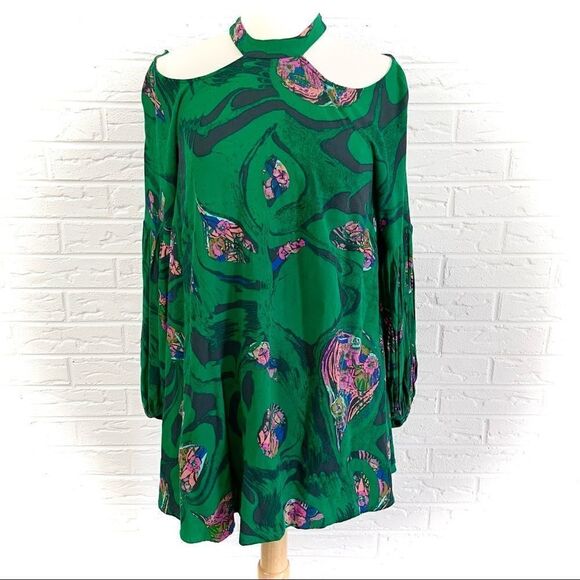 Free People Drift Away Kelly Green Top/Dress XS - Picture 8 of 11